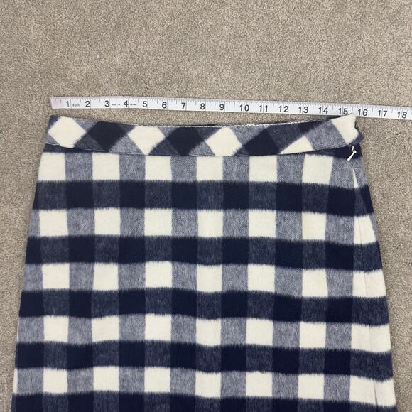 Brooks Brothers Red Fleece trapezoid wool skirt‎ checkered blue and white W-6 - Picture 7 of 10